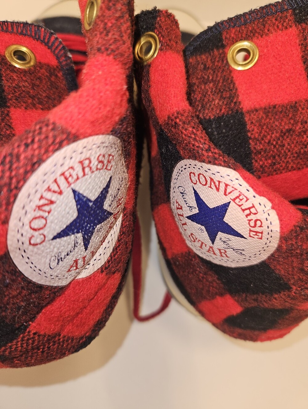 Converse Vintage XXHI Fold Down Denim Plaid All Star High Top Sneakers Sz 8 1/2 - Picture 4 of 8